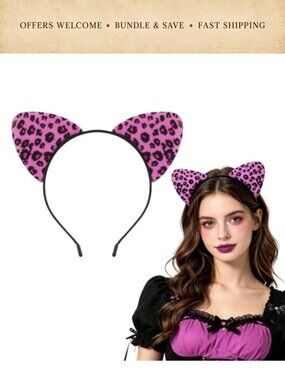 Leopard Cat Ears Headband Halloween Costume Hair Accessory